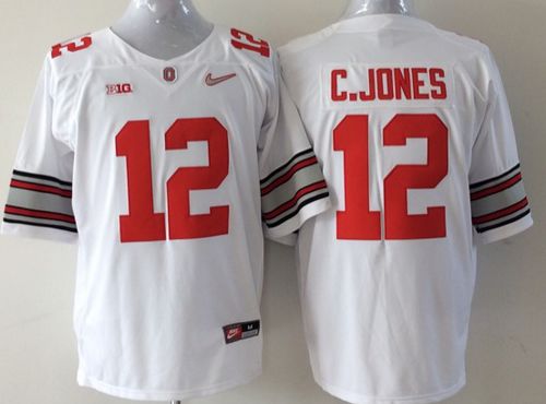 Buckeyes #12 Cardale Jones White Stitched Youth NCAA Jersey - Click Image to Close